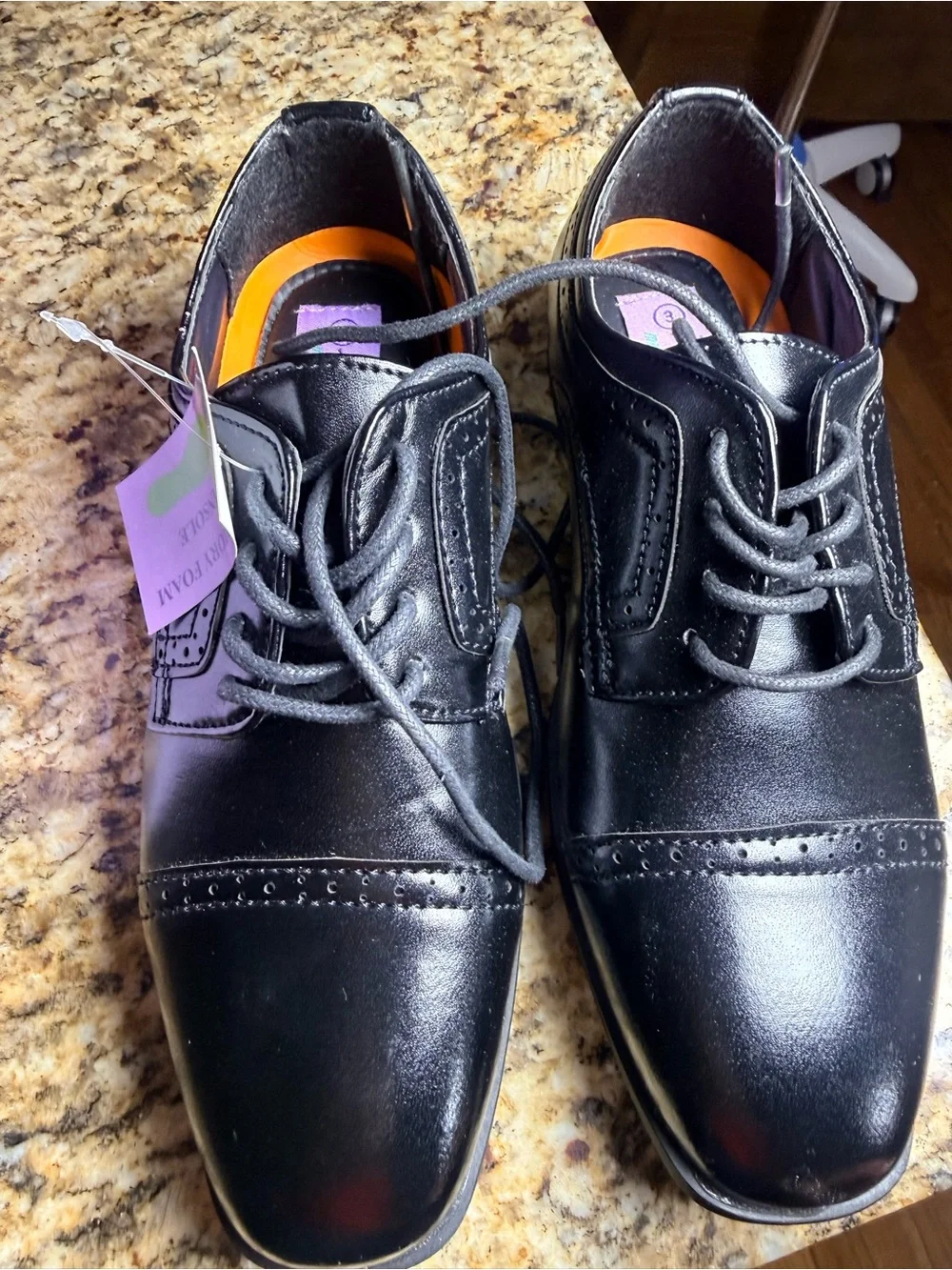 Kids Black Dress Shoes with Memory Foam Insole size 3